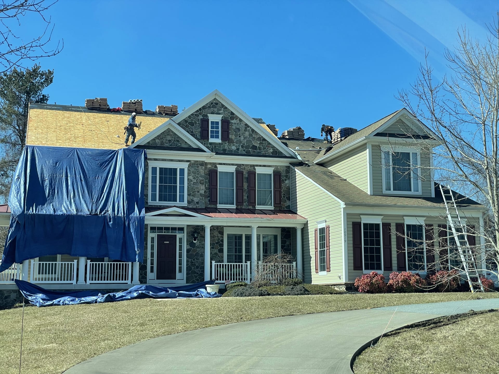 Full re-roof in progress