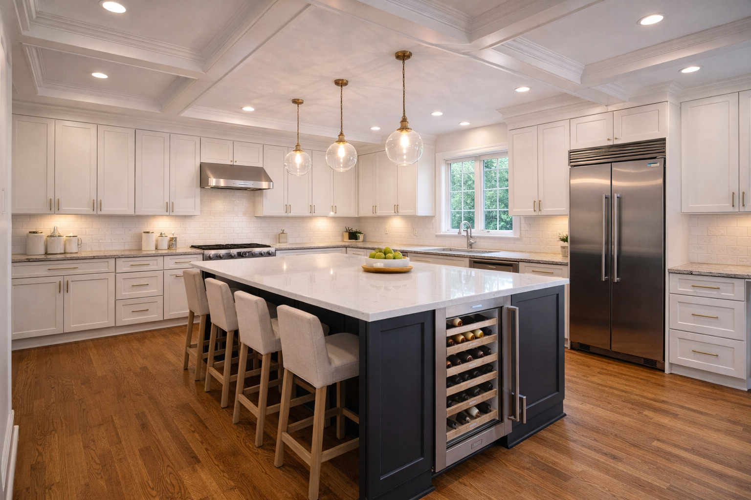 Modern kitchen remodel with two-tone cabinets in Columbia, Maryland